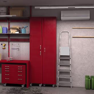 a basement with a 澳洲幸运10彩票官网 ductless mini split heat pump installed